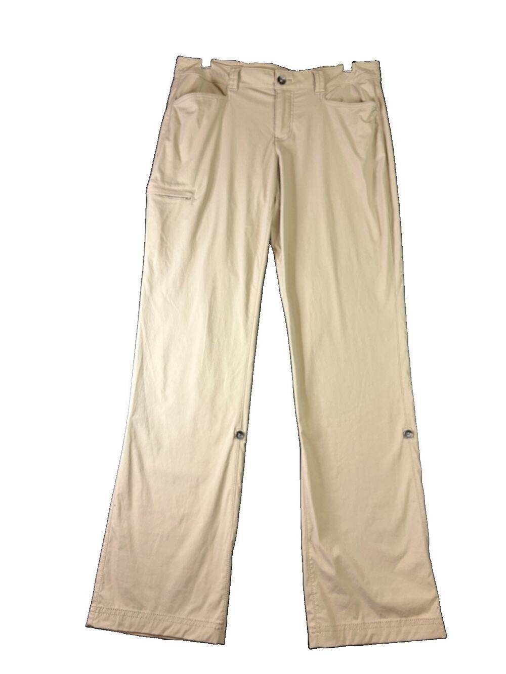 Eddie Bauer Travex Pants Women’s 8 Beige Roll Up Hiking Travel Stretch